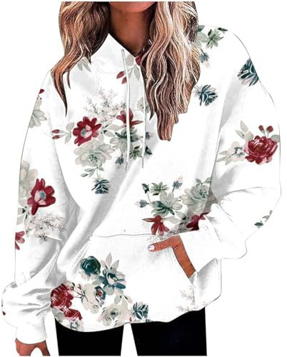 Womens Zip Up Hoodie Sports Jacket, Ladies Hoodies Long Sleeve Gym Tops Hooded Sweatshirt for Women, Running Jacket Workout Coat with Pockets and Thumb Holes UK Size White L