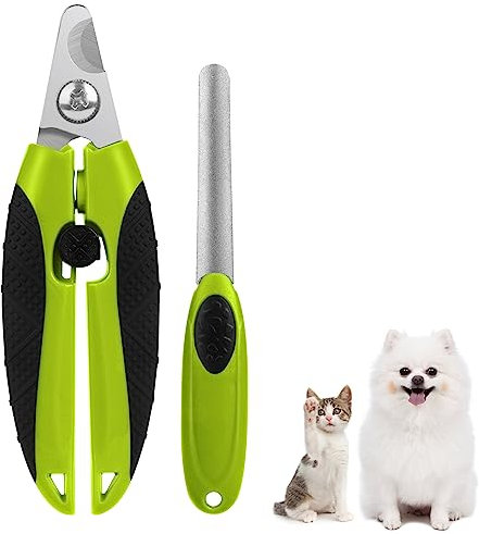 Adiwo Coupe-Ongles pour Animaux avec fichier, Acier Inoxydable Coupe Griffes pour Chat Chien, avec Verrouillage de sécurité Outils Professionnels de Soins des Pattes, pour Chiens et Chats(Jaune)