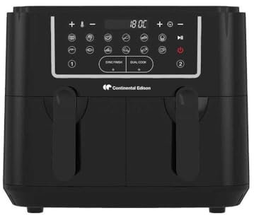 Airfryer Friteuse a Air Sans huile CONTINENTAL EDISON - CERFRSH24002CB - 9 L - Double bacs - 2400W - Noir