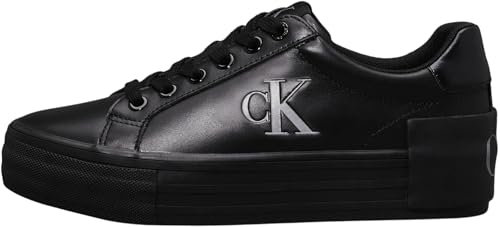 Calvin Klein Damen Vulcanized Sneaker Flatform Low aus Leder, Schwarz (Triple Black), 40