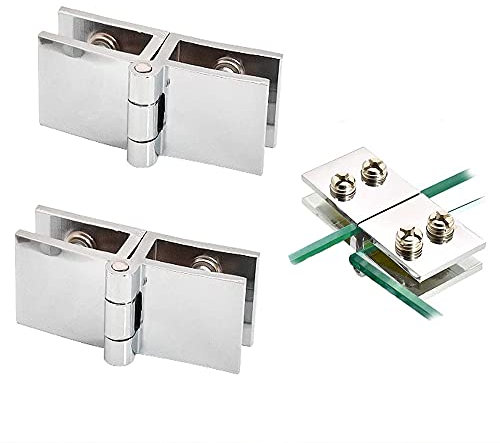 2 Pezzi Cerniere per Porte in Vetro,Cerniera in Vetro,Cerniere per Porte Della Doccia,Cerniere per porte in vetro regolabili,Lega Zinco Doccia Cerniera,Porta Dell'Armadio (180 Gradi)