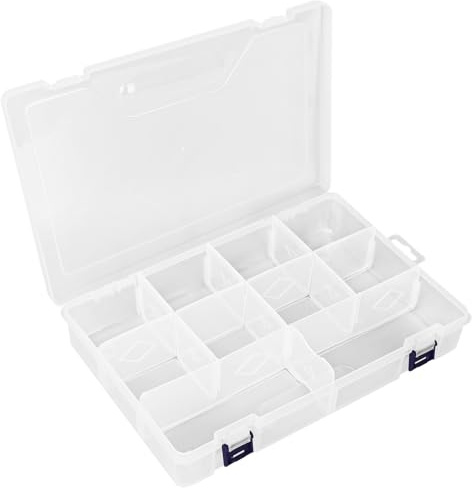 COSICS Large Bead Organizer Box, 10 Compartment Craft Storage Container with Removable Divider, Plastic Empty Case for Jewelry Rhinestone Charms Crystal Press On Fake Nail, Hair Stuff Small Accessory