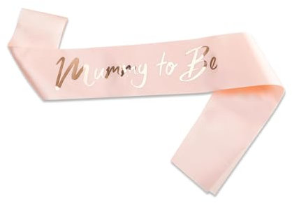 Schärpe für werdende Mütter, rosa und goldfarbene Folie, Satin-Schärpe, für werdende Mütter, Babyparty, Gastgeschenk, Partyzubehör, 1 Packung