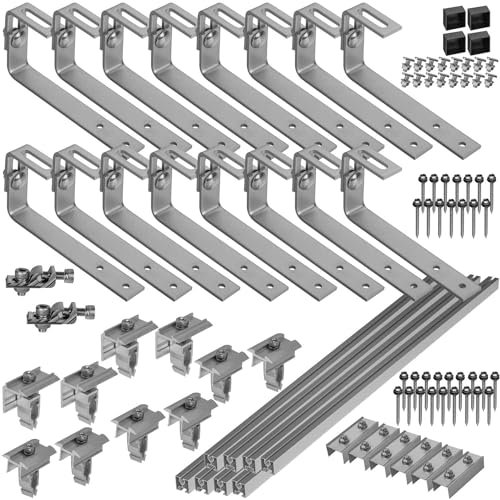 Avoltik Solar Halterung Bitumen-Dach I Set für 4 PV Module 30-45mm I Solarmodul Halterung für Bitumendächer I PV-Modul Halterung inkl Montageset I Solarmodulbefestigungsset I PV-Zubehör