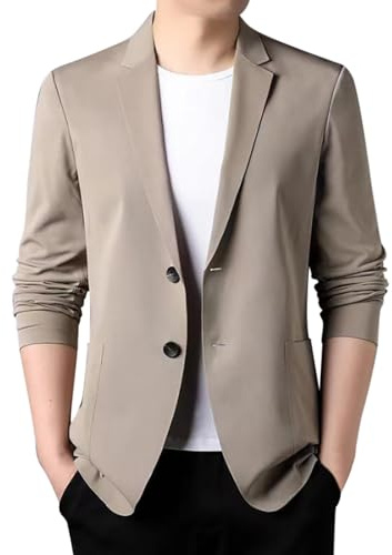 Generisch Blazer pour homme - Couleur unie - Printemps Été - Veste d'été légère - Décontractée - Stretch - Coupe ajustée - Bouton - Manteaux de sport doux - Veste de costume d'extérieur
