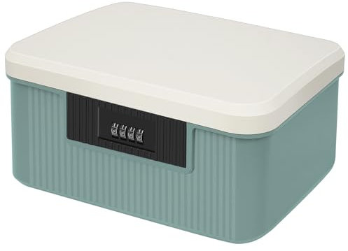 HOTOOLME Lockable Storage Container Bin,Organizer Box with Combination Lock,Medicine Lock Box,Lockable Storage Box for Kitchen Home School and Office (Blue, S)