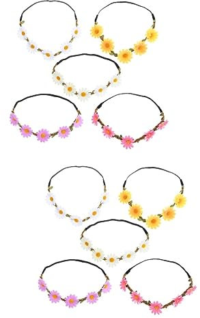 WOONEKY 10stücke Marguerite Haarschmuck Für Frauen Elegante Blumenkrone Verstellbares Haarband Für Hochzeiten Feste Und Besondere Anlässe Und Helllila