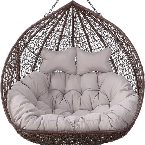 forestalk Eierkissen, doppelte Hängeschaukel, Loungesessel, weich, tiefes Kissen, für den Außenbereich, 2-Sitzer-Schaukelstuhl mit Bändern, vollständig gefüllt, nicht zusammenfaltbar