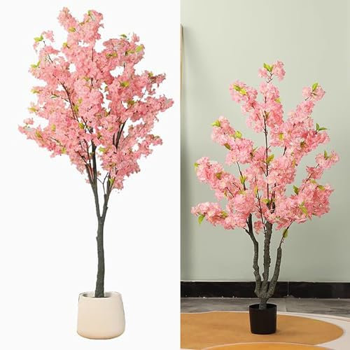 Kunstpflanzen Groß Rosa Künstlicher Kirschblütenbaum, Kunstpflanzen, Großer Künstlicher Kirschbaum Im Topf Als Heimdekoration, Realistischer Handgefertigter Seidenbaum Als Halloween-Dekoration(1.2m/3.