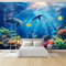 Generisch Fototapete 3D Effekt Unterwasserwelt Korallenriffe Delfine Tapete Vliestapete Wandtapete Moderne Design Wand Wandbild Schlafzimmer Wohnzimmer Flur Wanddeko 200 x 140 cm