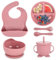 Baby Weaning Set – Silicone Weaning Set with Suction Plates & Bowl, Baby Weaning Bib, Fork, Spoon, Cup – Baby Weaning Essentials & Gifts – BPA-Free Weaning Kit
