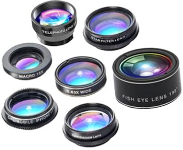 jojofuny 7-in-1 Handykameraobjektiv Satz mit 198° Fisheye 0,63-fachem Superweitwinkel und 15-fachem Makroobjektiv aus Metall und Glas für Smartphone und Tablet mit Clip