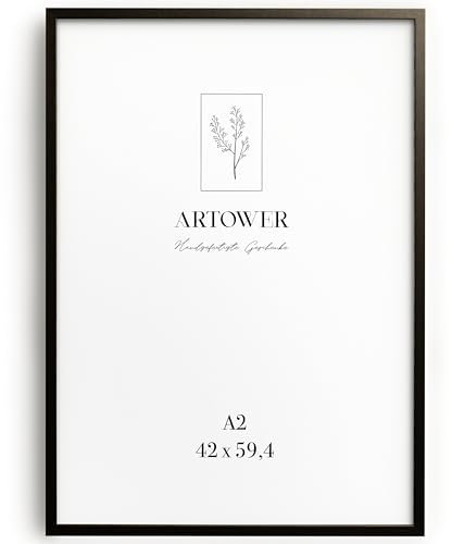 Artower® Bilderrahmen für DIN A2 42 x 60 cm Braun Holz Dünner Rahmen | Posterrahmen Groß Vintage Collage | Picture Frame Brown Wood 42 x 59,4cm | Holzbilderrahmen Poster Echtholz