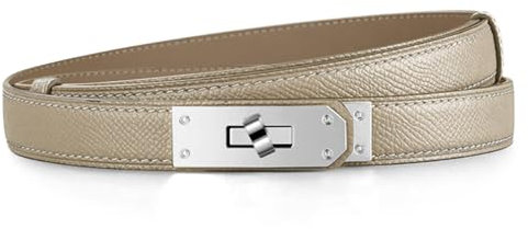 Ledergürtel damen, Gürtel Damen, klassisch Einfarbig Belt Women, verstellbar mit Metall-Drehverschluss, Elegante Khaki-Farbe mit Goldschnalle, Geeignet für Geschenk Muttertag und Tägliches Tragen
