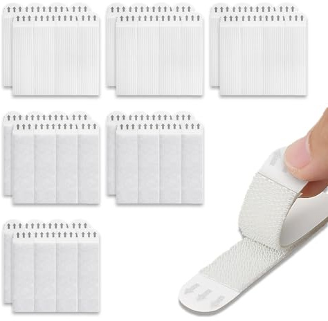 24 Paare (48 Streifen) Bilder Montage Strips, 16x70mm Poster Strips Klettband Selbstklebend, Rückstandsfreies, Keine Nägel mit Easy-Pull Tabs, Für Bilder, Rahmen, Spiegel, Wanddekoration (Weiß)