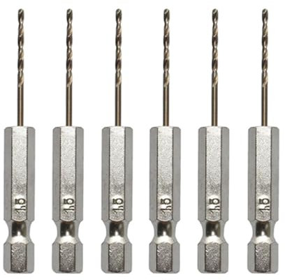 Xiciki 6PCS Hex Shank Drill Bits, 1/4 Inch Shank HSS High-Speed Steel Drill Bit Sets, 1.5mm Hex Drill Bit Set, metal drill bits, Small Drill Bits for Wood Metal Plastic