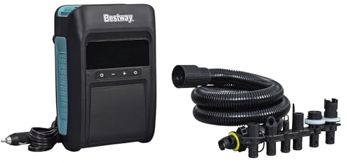 Bestway Powergrip Hochdruck-Elektropumpe 20 PSI – Elektrische 12V SUP Pumpe für Stand Up Paddle Boards, Schlauchboote & Luftmatratzen, Autoanschluss, 250 l/min