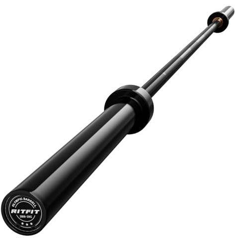 RitFit Elite 7ft Olympic Barbell, Robust 45lb Barbell for Weightlifting and Powerlifting, Superior Olympic Bar with Exceptional 500lbs Load Capacity, Weight Bar for 2” Standard Plates Black