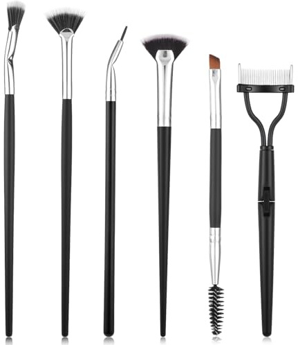 6 Piece Eyelash Brush Separator Eyebrow Combs Dual Ended Spoolie Mascara Fan Brush Lash Separator Comb Eyebrow and Eyeliner Tool Kit