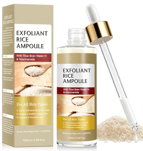 White Rice Peeling Ampoule - Gentle Face Exfoliator & Blackhead Remover for All Skin Types, Soft Exfoliating Facial Scrub to Remove Dead Skin Cells & Minimise Pores, 100ml