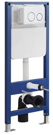 sanicomfort Vorwand WC-Element 2-Mengen-Spülung 4/6 L – Unterputz Spülkasten für Wand-WC, höhenverstellbar, für Trocken- & Nassbau, inkl. Betätigungsplatte, Wasser sparend & wartungsfreundlich weiß