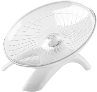 Hopzab Flying Saucer Hamster Wheel, Super-Silent Non-Slip Exercise Spinner for Small Pets, Guinea Pig, Chinchilla, Stable Plastic 18cm Silent Run Wheel for Dwarf and Syrian Hamsters(White)