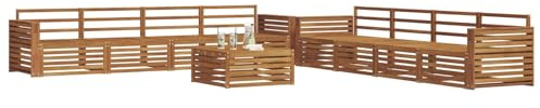 vidaXL Outdoor-Sofagarnitur 9 pcs Natur, Moderne Lounge für draußen, Bequeme Gartenmöbel, Akazienholz-Sofa, wetterfeste Terrassen-Sitzgruppe