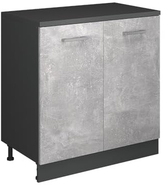 Vicco Erweiterungsschrank Rion, Beton/Anthrazit, 80 x 46 cm | ohne Schräge mit 2 Türen, kombinierbar mit Rion Dachschrägenschränken und Schrankmodulen