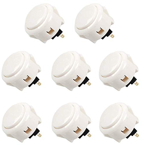 Sanwa 8 piezas OBSF-30 blanco OEM Arcade pulsadores (Mad Catz SF4 Tournament Joystick compatible) Sanwa OBSF-30 30 mm pulsadores (blanco) para Arcade Joystick consola de juegos