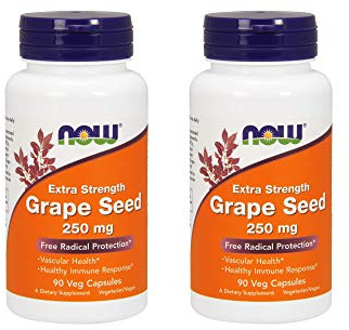 NOW Foods Grape Seed Extract 250mg, 90 Vcaps - (Pack of 2)