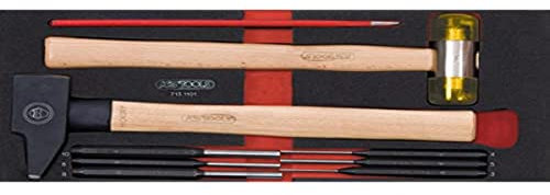 KS Tools 713.1101 - Module d'outils de frappe manche bois - Pour servantes et établis - Empreinte des outils découpée au laser - Mousse imputrescible - 9 pièces