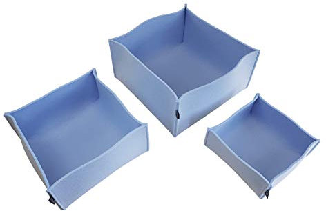 voigt design Filz-Körbchen 3er-Set Grande (20 Farben) - Korb - Box - Aufbewahrung - Utensilienkorb - Brotkorb - Obstkorb - Regalkorb - eckig - quadratisch (112 hellblau)