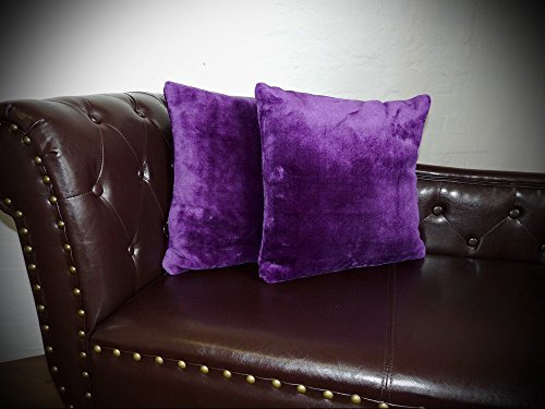Natur-Fell-Shop Kissen Kissenhülle Dekokissen Plüschkissen - passend zu unseren Kuscheldecken - Farbe und Größe zur Auswahl (50 x 50 cm, violett)