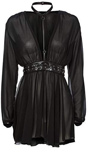 Noir Handmade Kleid aus Chiffon mit Halsband/Leine F150 Größe 3XL