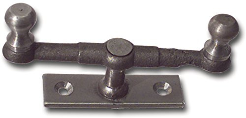 Doppelreiber mit Eisenknopf auf eckiger, gerader Platte, 25 mm, Stahl blank | Fensterverschluss