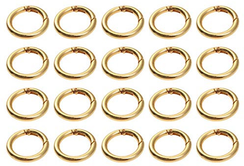 ULTNICE 20 Stück Runde Karabinerhaken Schlüsselanhänger Sprung Ringe (Gold)