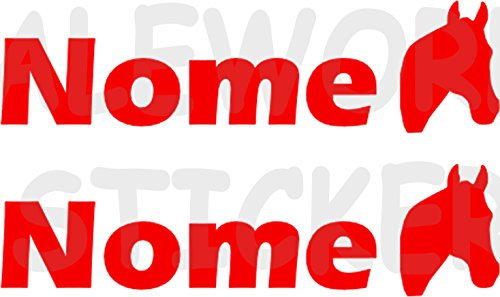 AWS 2 Adesivi Sport con Nome Personalizzati H 2 Cm Equitazione Cavallo Senza Sfondo Coppia di Stickers Tuning con Logo Sportivi in Vinile Impermeabile Bicicletta Moto Bici Casco Custom Name (Rosso)
