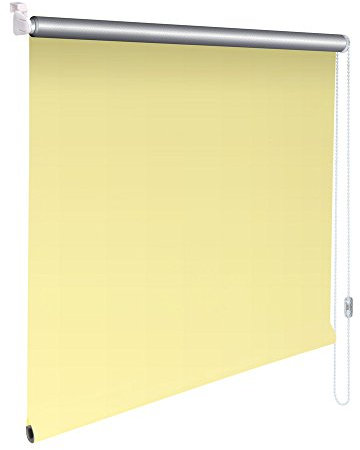 Sonnenschutz-HH® - Mini Thermo Verdunkelungsrollo Thermorollo Minirollo Rollo KLEMMFIX Seitenzugrollo Kettenzugrollo inkl. Klemmträger ohne Bohren - Außenmaß Breite 55 x 160 cm Höhe - hellgelb