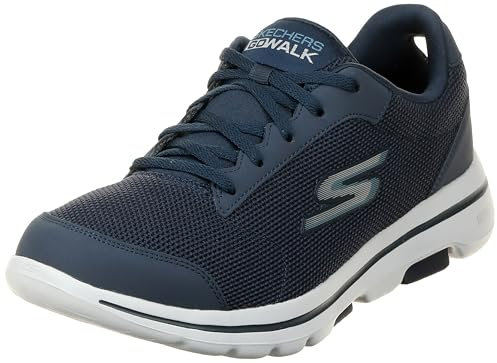 Skechers Herren GO Walk 5 Demitasse Sneaker, Navy Textile/Synthetic/Blue Trim, 42 EU