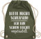 Shirtracer Turnbeutel Rucksack - Festival Zubehör - Bitte nicht schubsen ich bin schon leicht angetüdelt I Party - Unisize - Olivgrün - bieroutfit festival-bag geschenk weihnachten sauf beutel