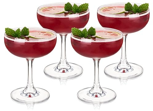 True Coupe Glass, Martini Glasses for Cocktail Party, Perfect for Espresso Martini, Manhattan, Champagne, Elegant 7 oz Glassware for Home Bars, Wedding Gifts, Margarita Glasses Set of 4