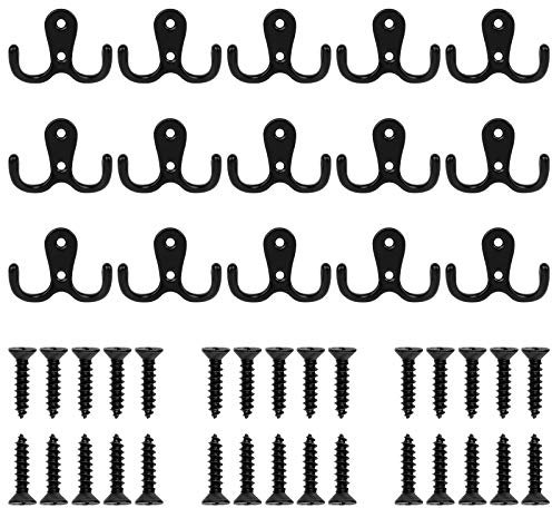 Jubaopen 15PCS Ganchos de Dobles Retro Ganchos Percheros Vintage Ganchos Doble Percheros de Pared Ganchos de Doble Punta con 30 Tornillos para Colgar Abrigo en Armario Dormitorio Baño