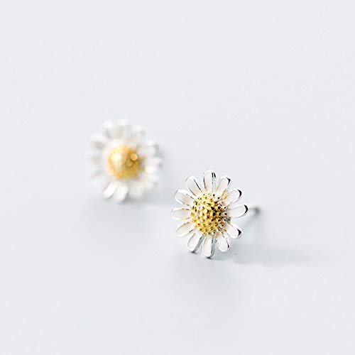 925 Sterling Silber Gelb Gänseblümchen Blume Ohrstecker Für Frauen Feine Silber Schmuck Mädchen Geburtstagsgeschenk