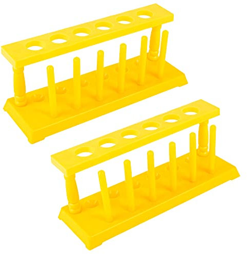 Reagenzglasständer 2 Stück Kunststoff Reagenzglashalter Ständer für Reagenzgläser, Abnehmbare 20mm Reagenzglas Rack 6 Löcher Reagenzglashaltung für Labor,Gelb