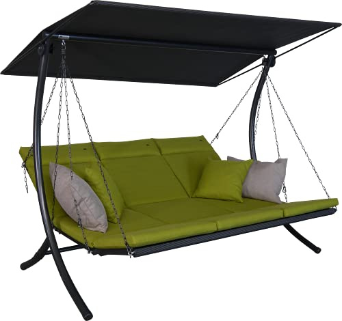 ANGERER Hollywoodschaukel Swing Smart hellgrün | Gartenschaukel Made in Germany, Schaukel zum Sitzen, Liegen und Entspannen, inklusive Bett-Funktion, einfache Montage