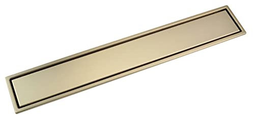 MMBBOD Duschrinne sehr Flach Edelstahl Unsichtbar Bodenablauf Badezimmer Ablaufrinne Duschablauf Duschabfluss Duschablaufrinne Badablauf Flache Decke for Küche Bad WC Balkon, Gebürstetes Gold