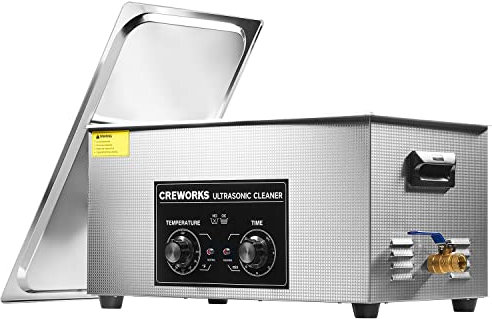 CREWORKS 22L Nettoyeur à Ultrasons Professionnel丨Puissance 480W丨Chauffage 600W丨Minuterie 1-30min丨Mode Dégazage et Mode Doux, Bac à Ultrasons Commercial Machine de Nettoyage Ultrasonique