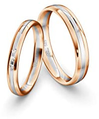 JC Trauringe Gold 585 Paarpreis Poliert I Traumhafte Eheringe I Einzigartige Partnerringe Bicolor mit Gravur in edler Schatulle I 2 Hochzeitsringe Herrenring & Damenring mit einem Stein ICT12