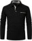 STTLZMC Men's Long Sleeve Polo Shirt with Striped Collar Rugby Shirts,59 Black,XL