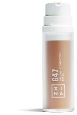 3INA MAKEUP - The 3 in 1 Foundation 647 - Mittleres Gold Foundation 3 in 1 mit Unterton Gelb - Grundierung Concealer & Foundation - Foundation mit SPF15 & Vitamin C - Vegan - Cruelty Free